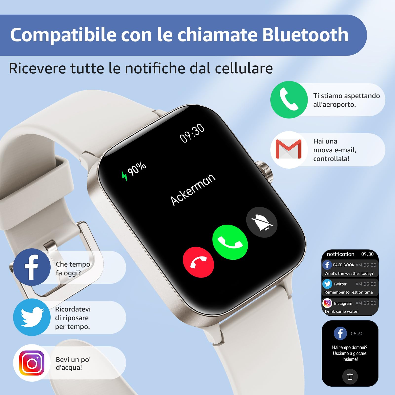 Smartwatch Uomo Donna,1.95" Orologio Smartwatch con Effettua/Risposta Chiamate,140+ Sportive Fitness Tracker con Pressione Sanguigna e Monitor Sonno,IP68 Smart Watch per Android/iOS