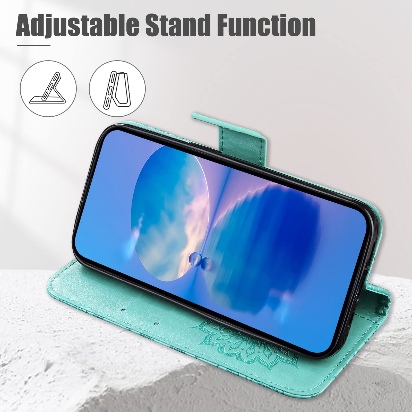 Honor Magic6 Pro 5G Case, PU Leather Case, Shockproof Wallet Cover for Honor Magic6 Pro 5G, Green - 5