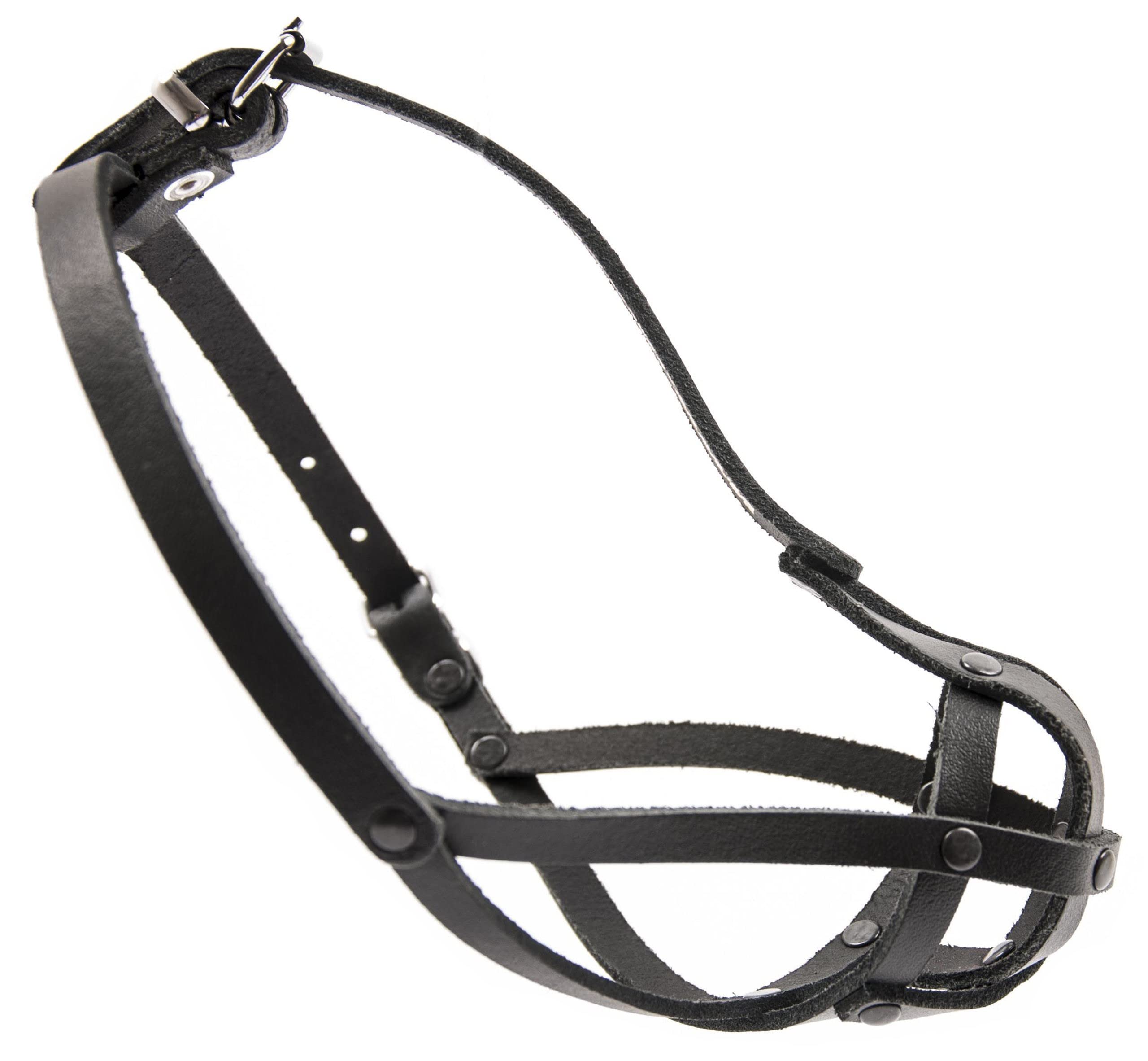 sarcia.eu Black Leather Muzzle 1" Maltese Peke Pekingese