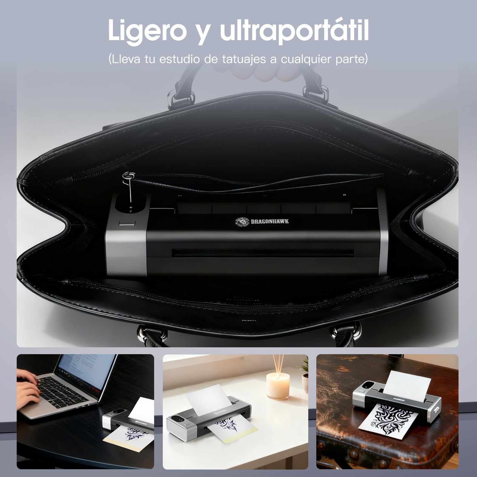 Dragonhawk A1 Pro Kit Máquina de Tatuaje Inalámbrica Rotativa 4.0mm Carrera Impresora de Stencil 20 Agujas para Principiantes
