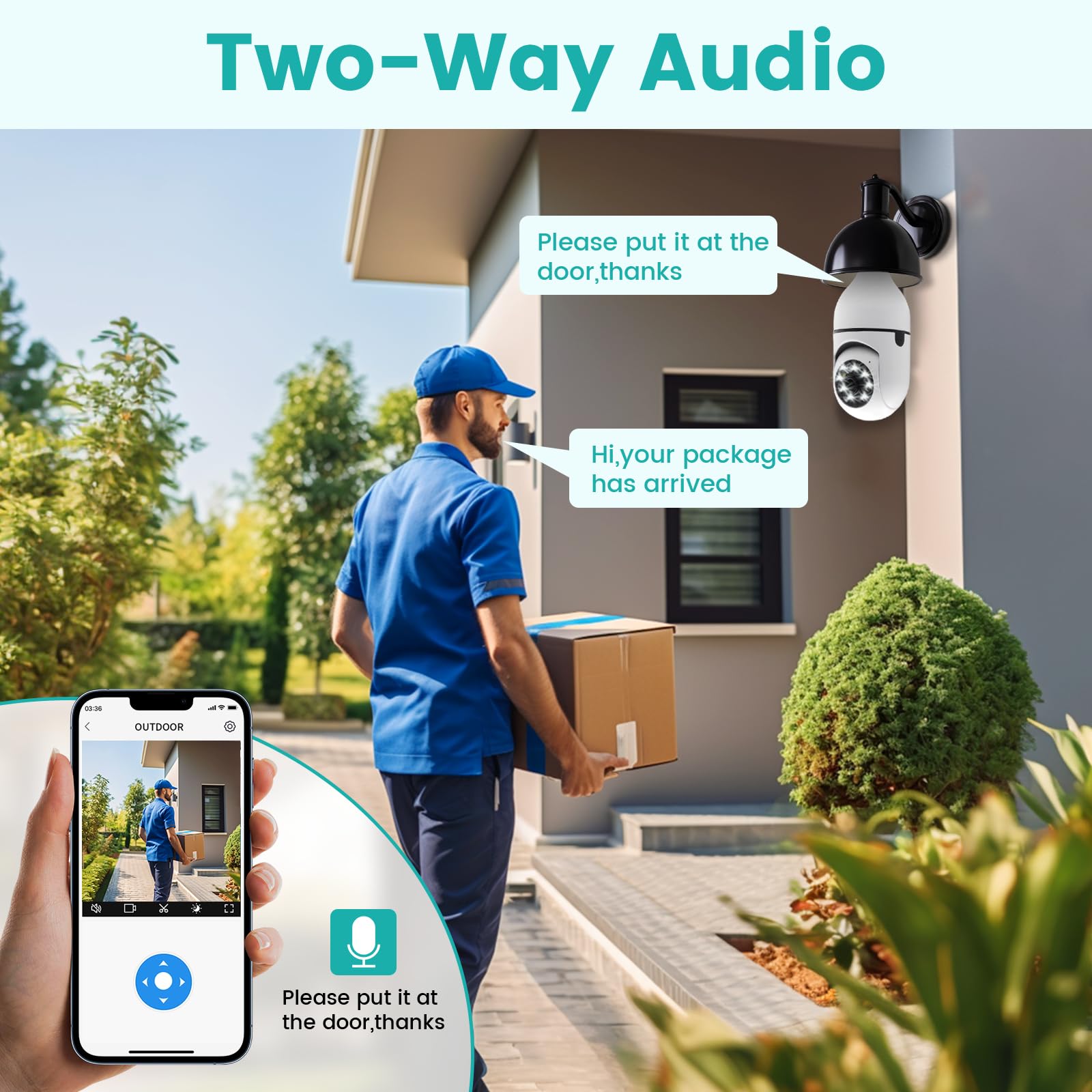 Caméra Surveillance WiFi 2K 2.4GHz Vision Nocturne Couleur Caméras de Surveillance avec Douille de Lampe E27 pour la sécurité à Domicile, la détection de Mouvement et l'alarme.
