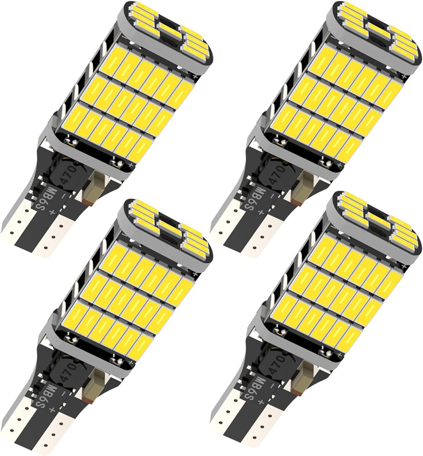 GIVEUBED 4pcs 921 LED Bulb 6000 Lumens 6500K 4014-45SMD Chipsets T15 912 W16W LED Bulbs Used For Backup Reverse Lights- Xenon White