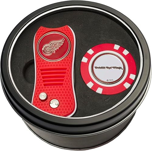Miniatura 11 de Team Golf Juego de regalo NHL herramienta retráctil Divot y chip, incluye 2 marcadores de bola esmaltada de doble cara, diseño patentado, menos daño