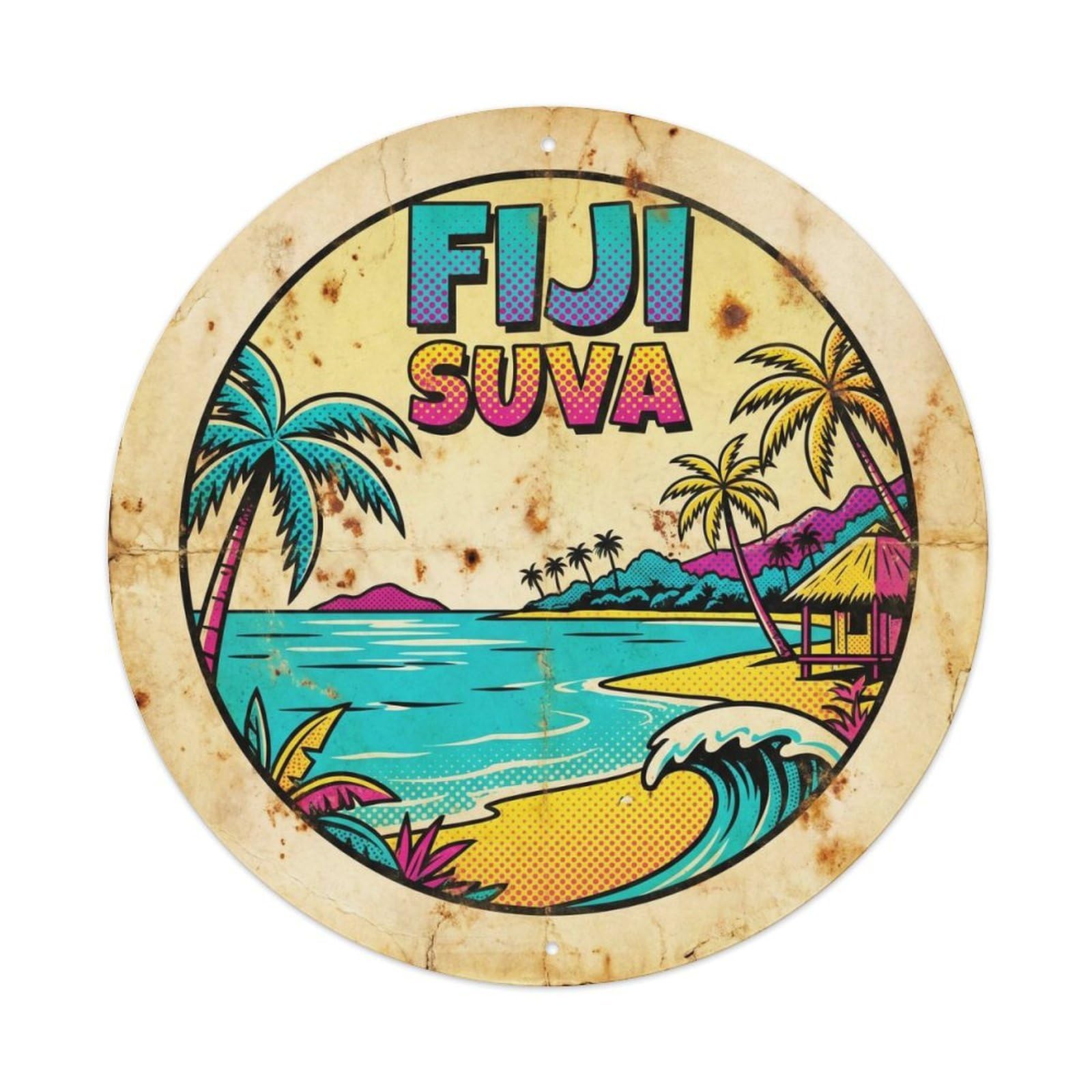 Fiji Suva Polynesia Island Retro Graphic Metal Tin Sign