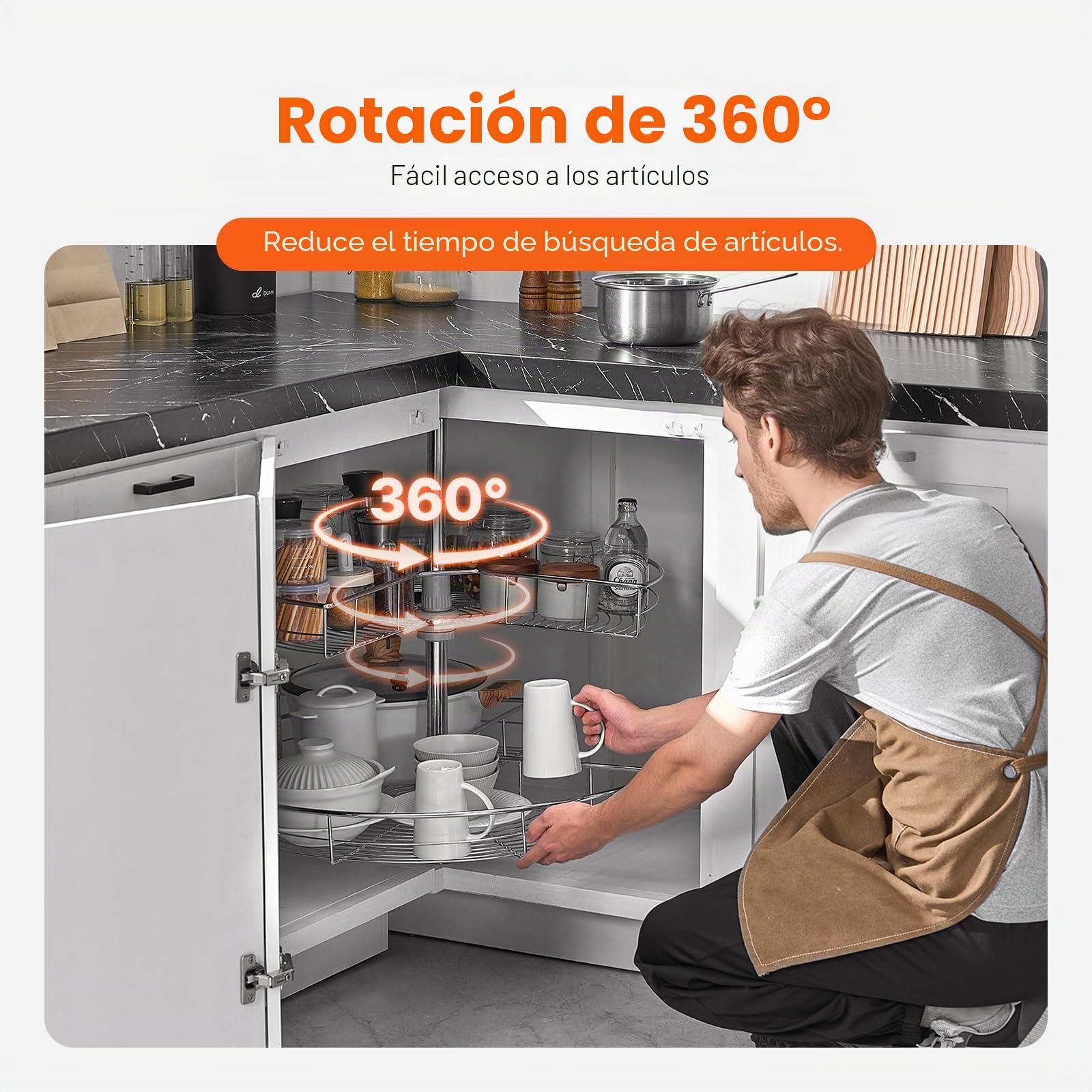 VEVOR Organizador de esquina cromado en forma de riñón de 28 pulgadas, base de cocina giratoria de 360°, estante de almacenamiento ajustable de 2 niveles, estante de almacenamiento de acero al carbono