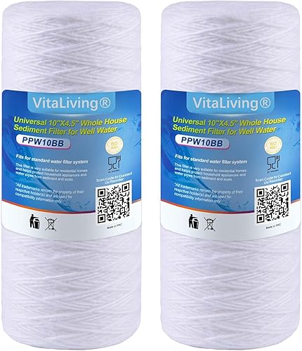 Filtro de agua de repuesto para toda la casa de 10 x 4.5 pulgadas para agua de pozo, cartucho de filtro de sedimentos, filtros de agua para casa