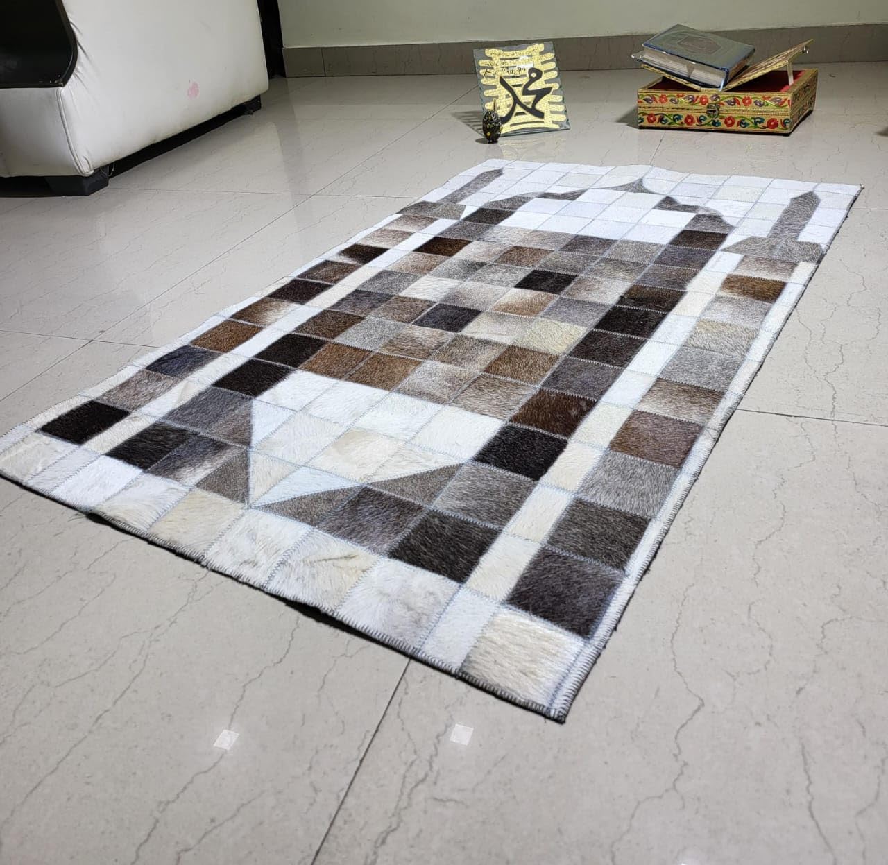 Milan Enterprises Drawing Room Carpet Square Shape White Combo of 2 | Drawing Room Carpet-012-C2