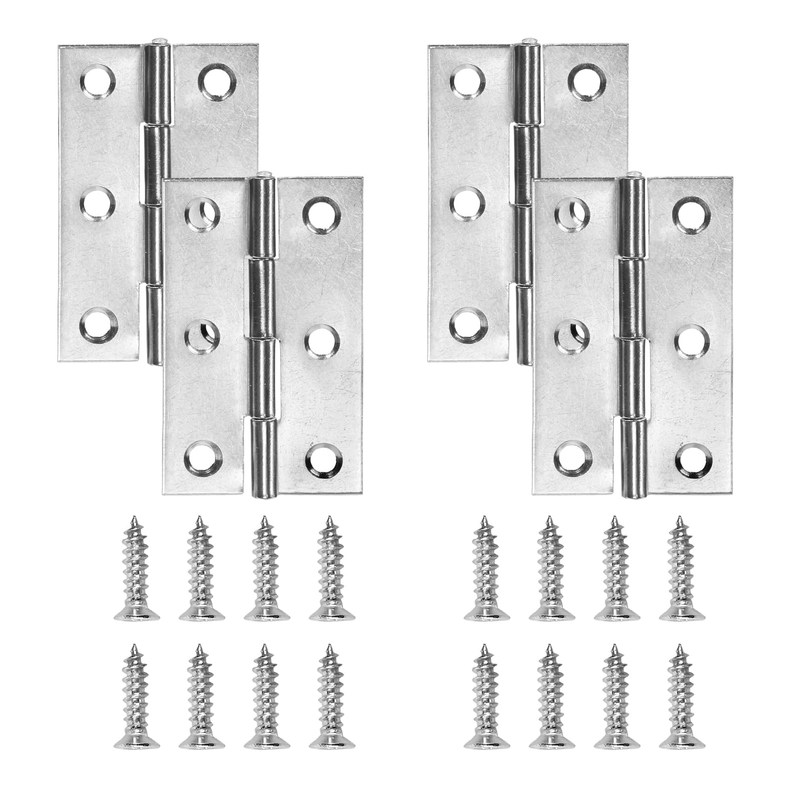 2-1/8" Door Hinge, Zernmiarder 12 Pcs Stainless Steel Butt Hinges, Silver Window Hinges, Interior and Outdoor Hinge with Screws, 55 x 34 x 0.8mm