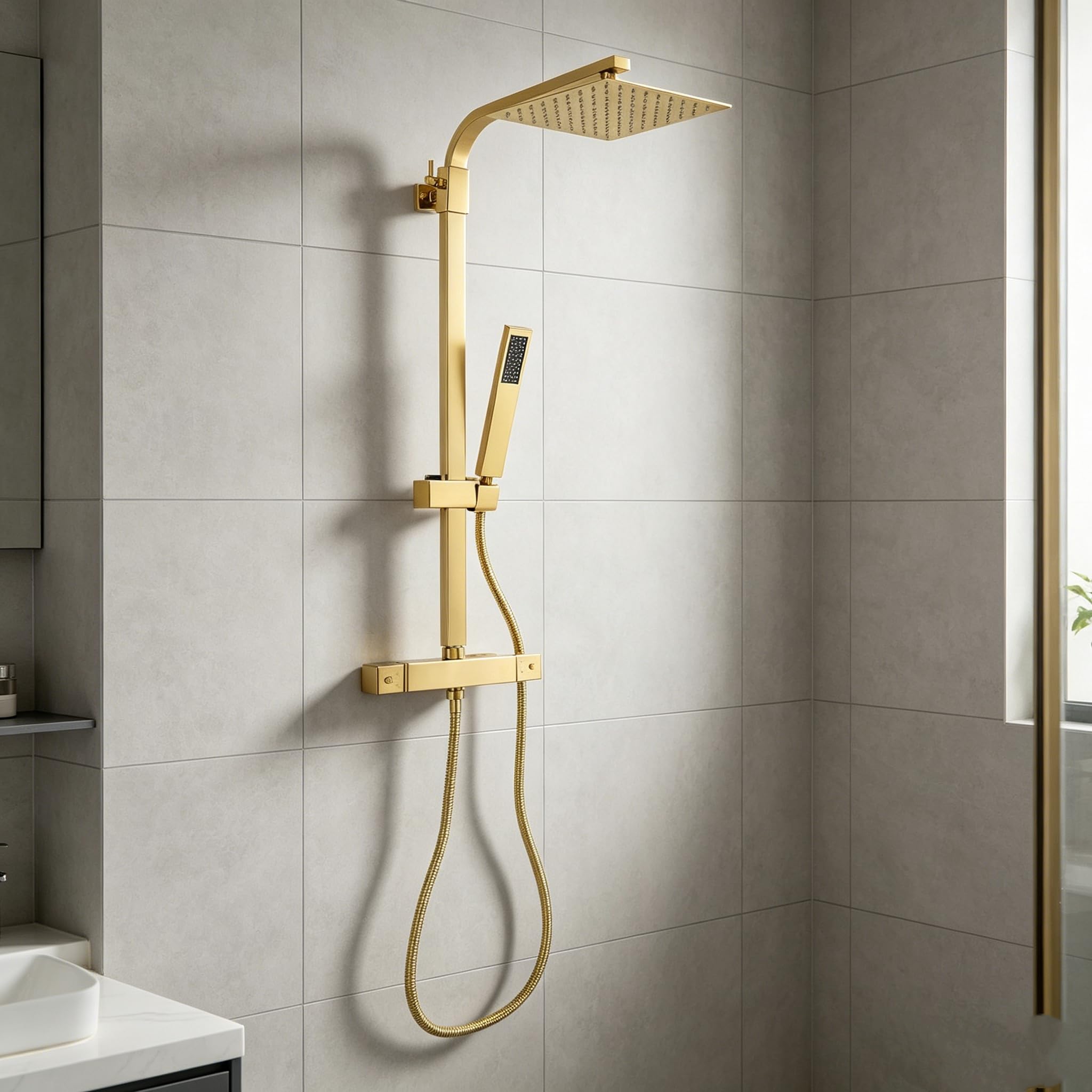 Kit de douche à effet pluie avec mitigeur thermostatique pour en finir avec le calcaire