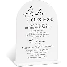 Audio Guest Book Wedding Phone Sign, White Acrylic Audio Guest Book Wedding Sign, Bridal Shower Decor, Elegant Arch Acrylic Table Top Signs for Reception Marriage Engagement Party Decorations