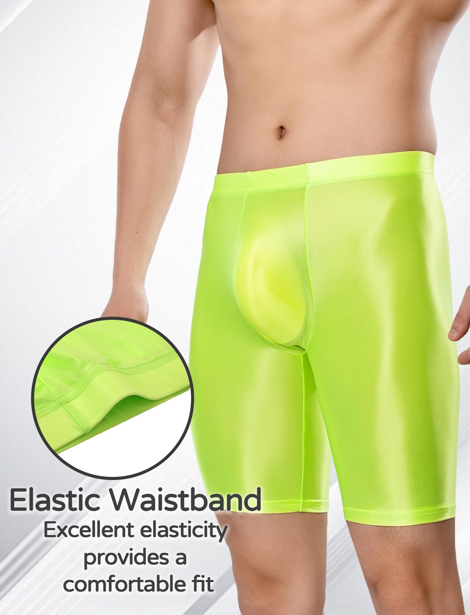 Boxer da uomo lucido con brillantini, leggings sportivi corti, da uomo, sexy, da corsa, da uomo, a compressione, M-2XL