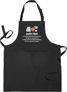 Lunch Lady Aprons with Pockets, Lunch Lady Gifts, Cafeteria Worker Gifts, Lunch Ladies Adjustable Apron