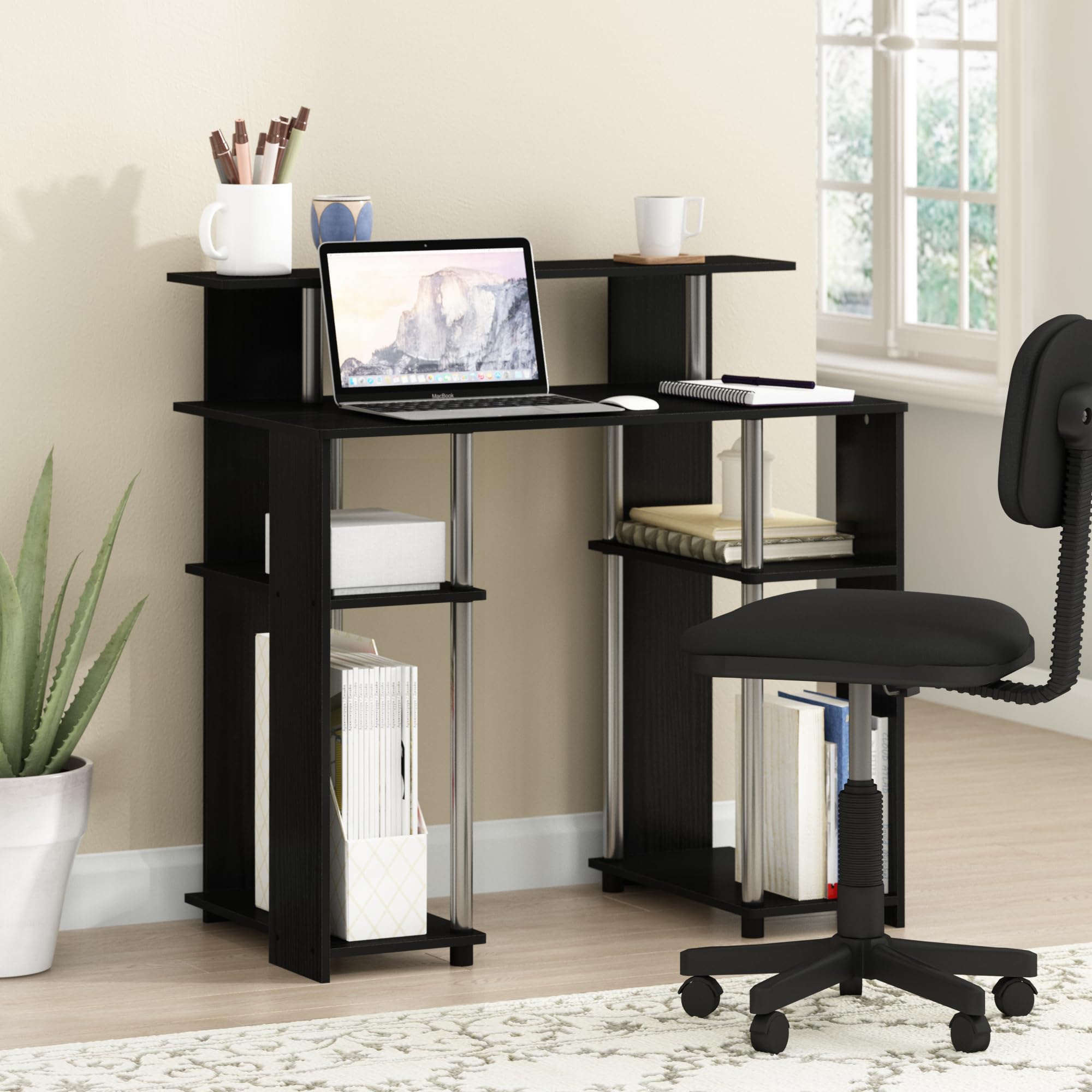 Bureau de 90 cm avec étagère ouverte pour organiser vos livres et ordinateurs