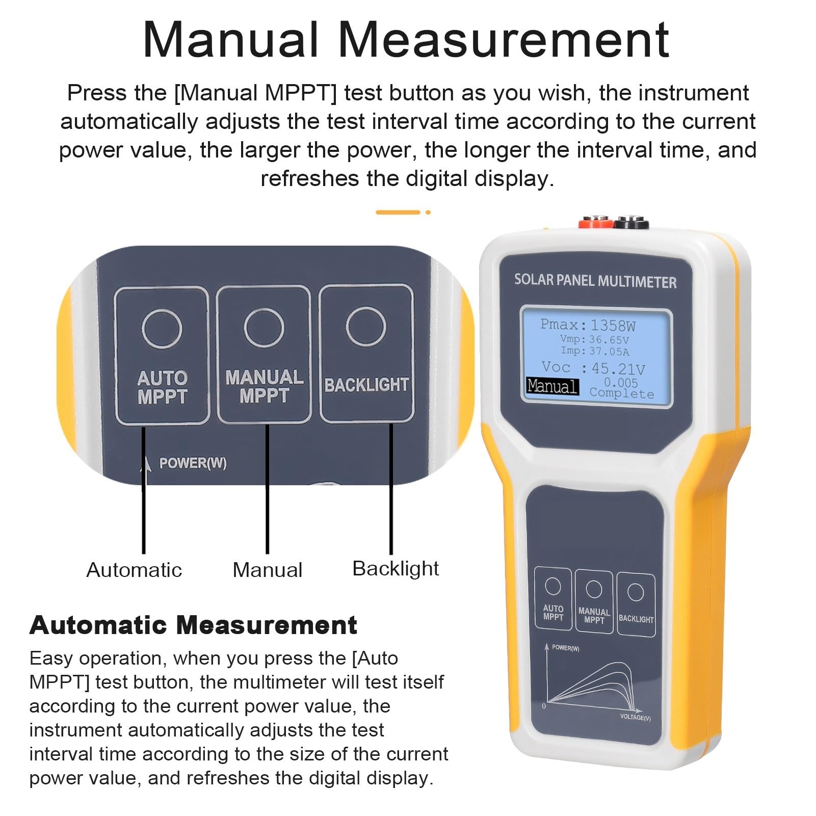 Multimetr Cyfrowy, 1600W Panel fotowoltaiczny Multimetr Panel słoneczny M-PPT Tester Test napięcia w obwodzie otwartym Test napięcia prądu punktu zasilania