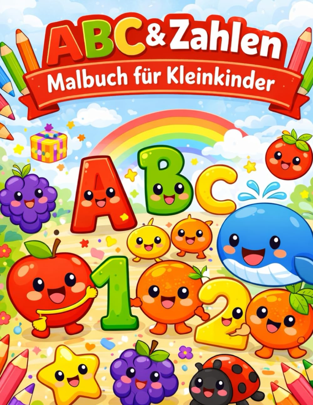 ABC & Zahlen Malbuch für Kleinkinder: Alphabet und Zahlen spielerisch lernen – süße Ausmalbilder für Kinder ab 2 Jahren