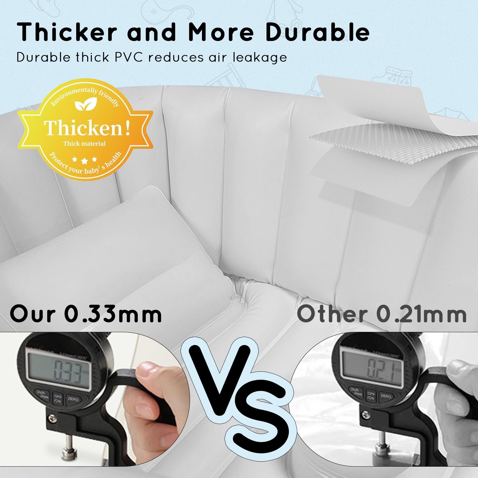 Vaschetta Bagnetto Neonato, Vasca da Bagno pieghevole, Vaschetta Bagnetto Gonfiabile da Viaggioper Bambini Neonati Senza Pompa ad Aria, Antiscivolo Gonfiabile Vasca da Bagno da 0 a 24 Mesi,Blu