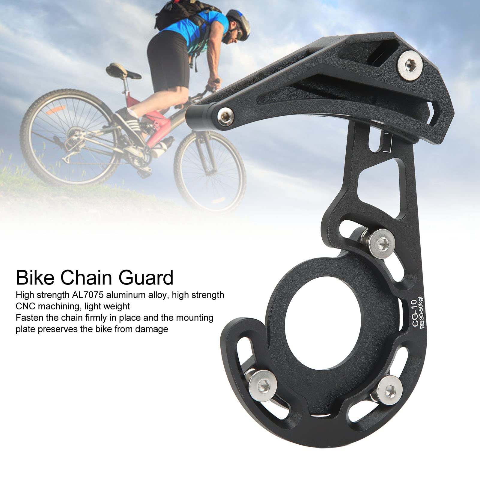 Guidacatena per Bici CG10, Paracatena Ad Alta Resistenza per Montaggio Diretto, Mantiene la Catena in Posizione per Mountain Bike, Lega di Alluminio 7075, 1 unità