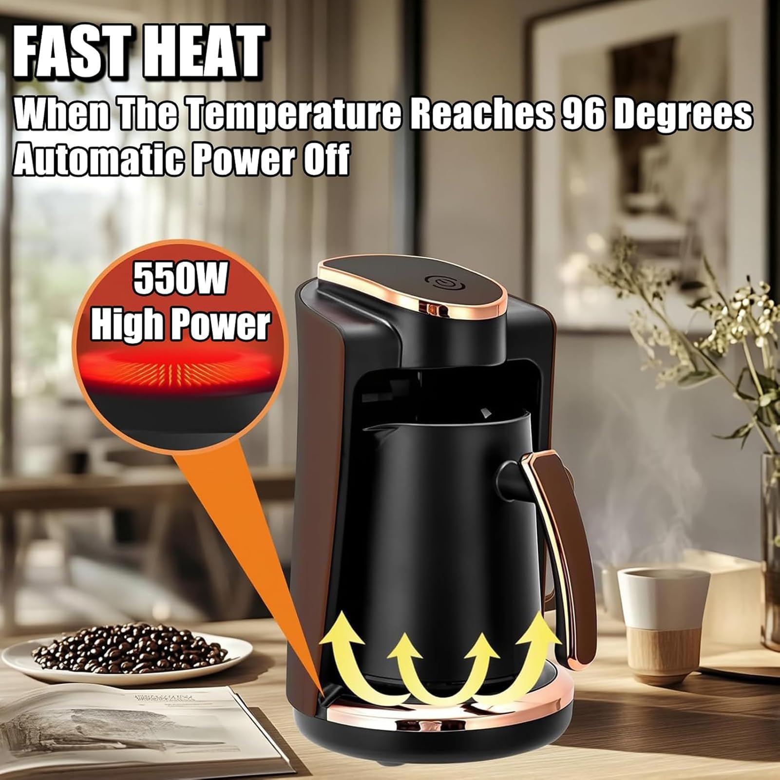 Cafetera turca eléctrica con control táctil, cafetera automática