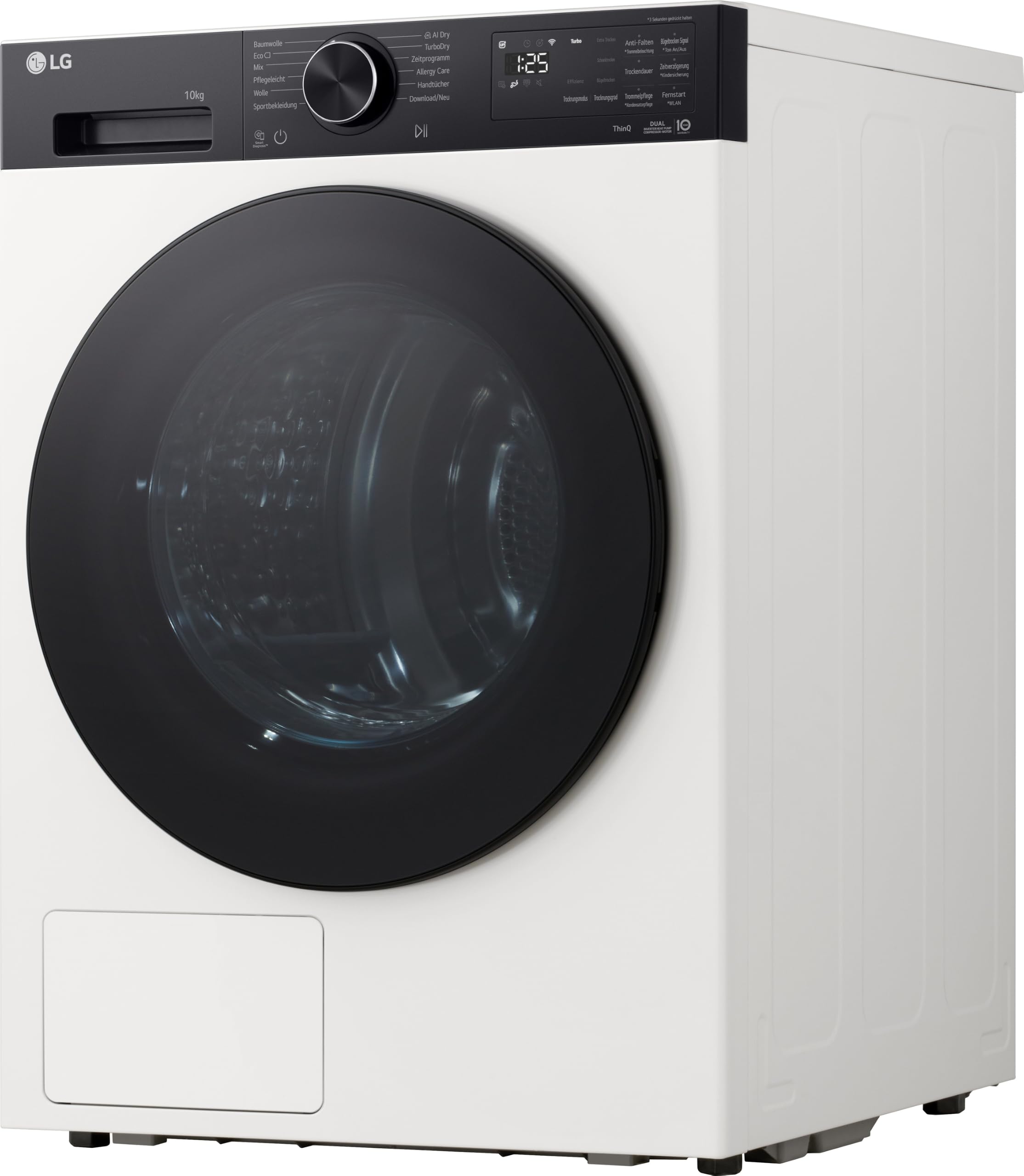 LG RT10X7P Wärmepumpen-Trockner (10 kg, Energieklasse C) mit AI Dry, TurboDry, selbstreinigendem Kondensator und ThinQ, Weiß