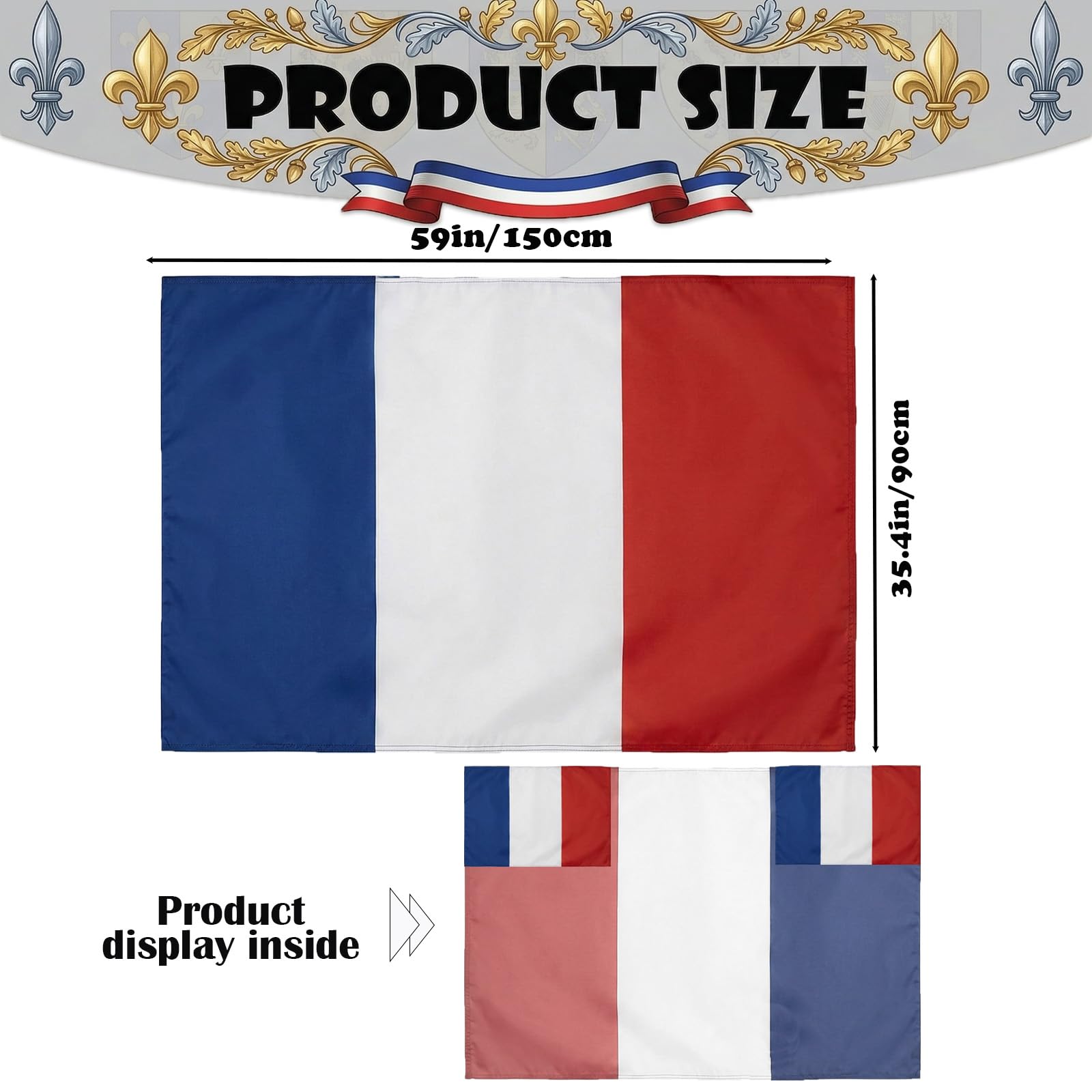 YESAH Cape Drapeau Français Coupe du Monde 2026 90x150cm Polyester Légère Portable Stade Matchs Fêtes