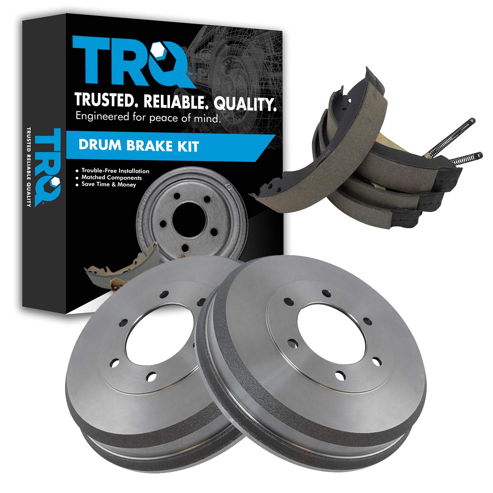 TRQ Rear Brake Drum & Shoe Kit Compatible with Colorado Canyon i-280 i-290 i-350 Pickup