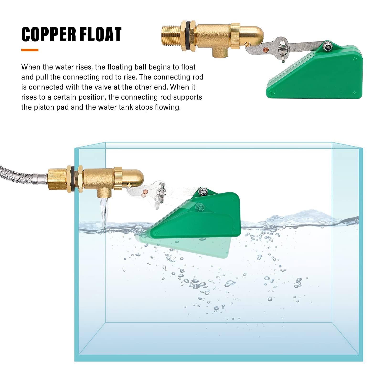 Valve à Flotteur En Laiton 1,27 Cm - Robinet Automatique Pour Réservoir, Seau Ou Abreuvoir - Niveau D'Eau Réglable