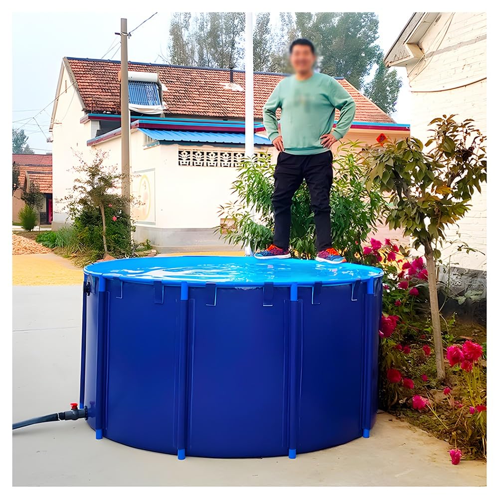 Estanque plegable de PVC resistente para peces - Ideal para el cultivo de carpas koi, jardines acuáticos y paisajismo de patios traseros - Estructura reforzada, diseño redondo para uso sobre el suel