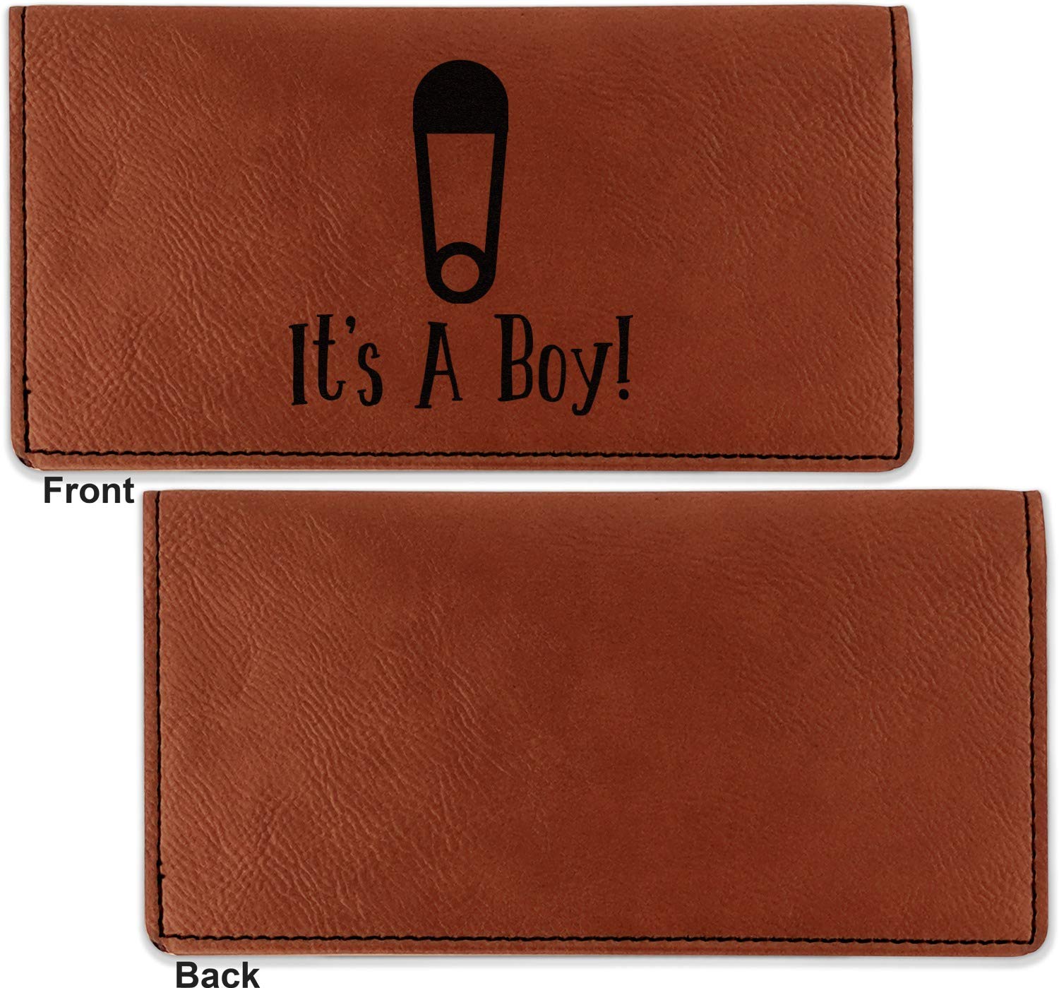 RNK Shops Personalized Baby Shower Leatherette Checkbook Holder - Single Sided