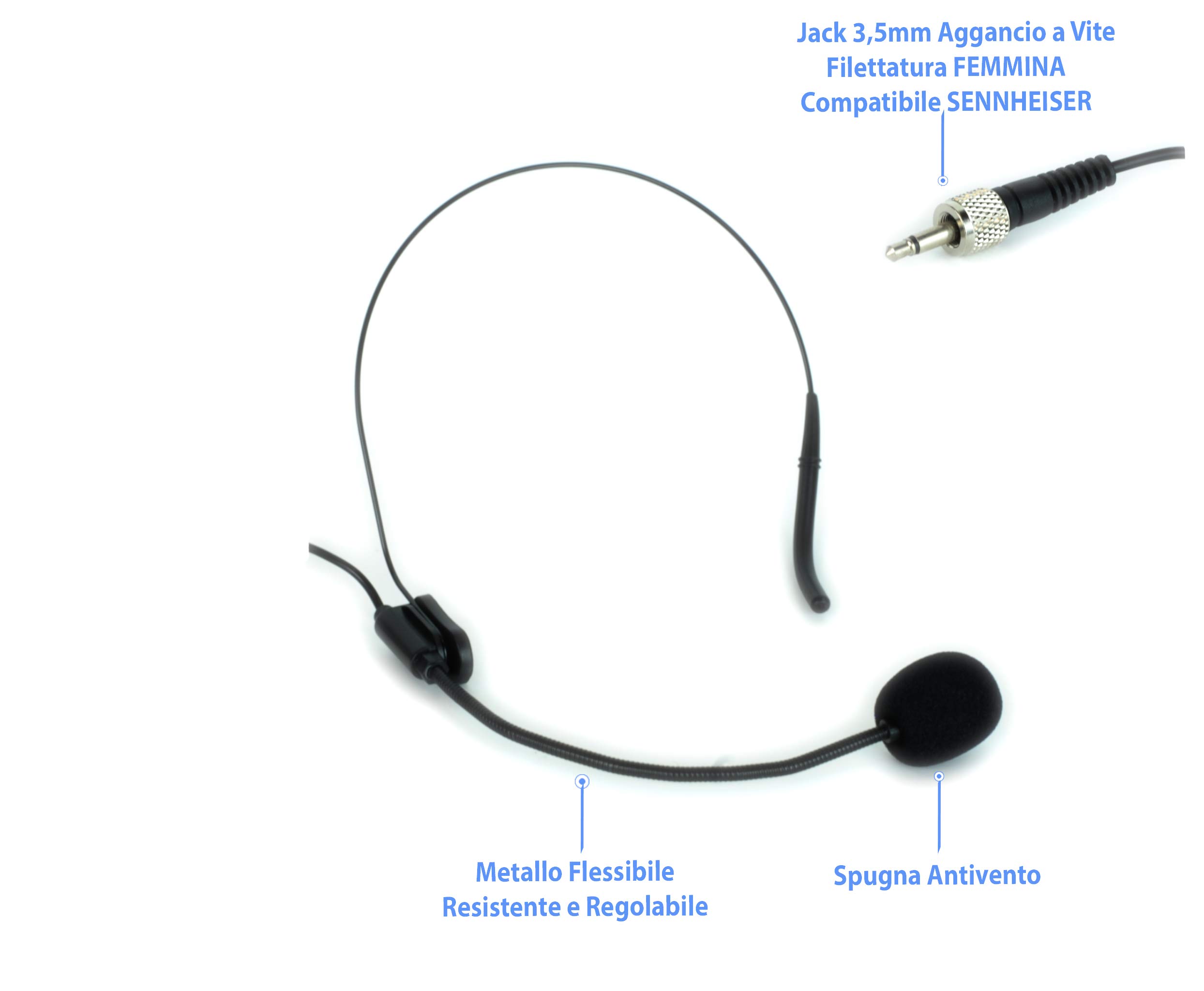 microfono archetto ricambio per microfono wireless microfono senza fili CONSEDATORE - CARDIOIDE compatibile con più modelli mod: HD1F