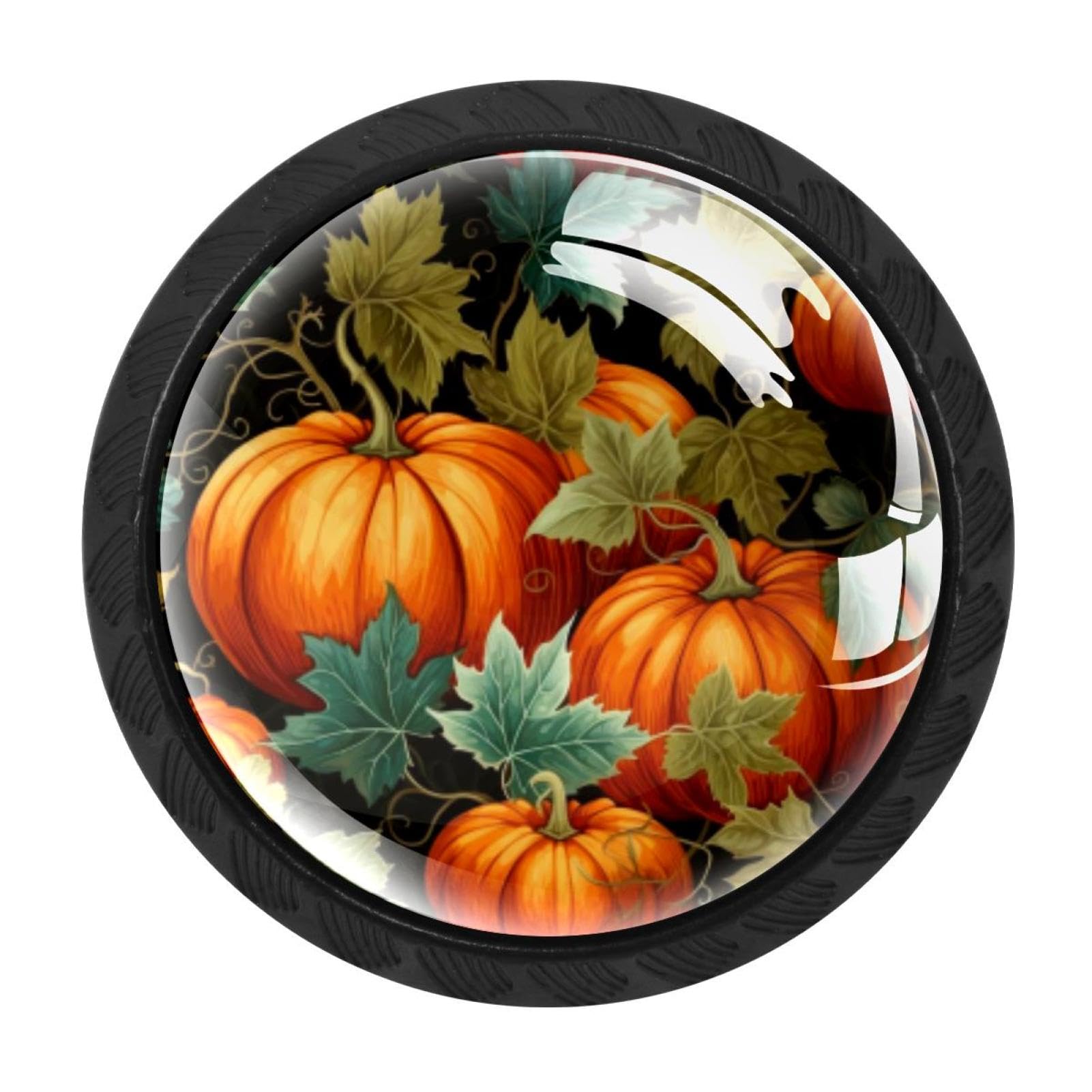 CHENZZZZ Thanksgiving Pumpkin Drawer Knobs 4 Pack Crystal Dresser Knobs 35mm Glass Cabinet Knobs for Home Office Bathroom