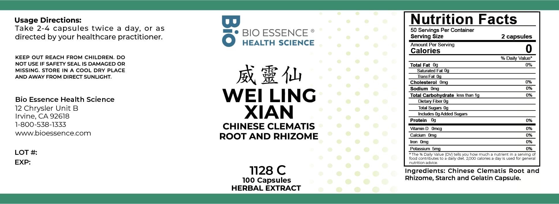 Amazon.com: Bio Essence Health Science 1128C Wei Ling Xian