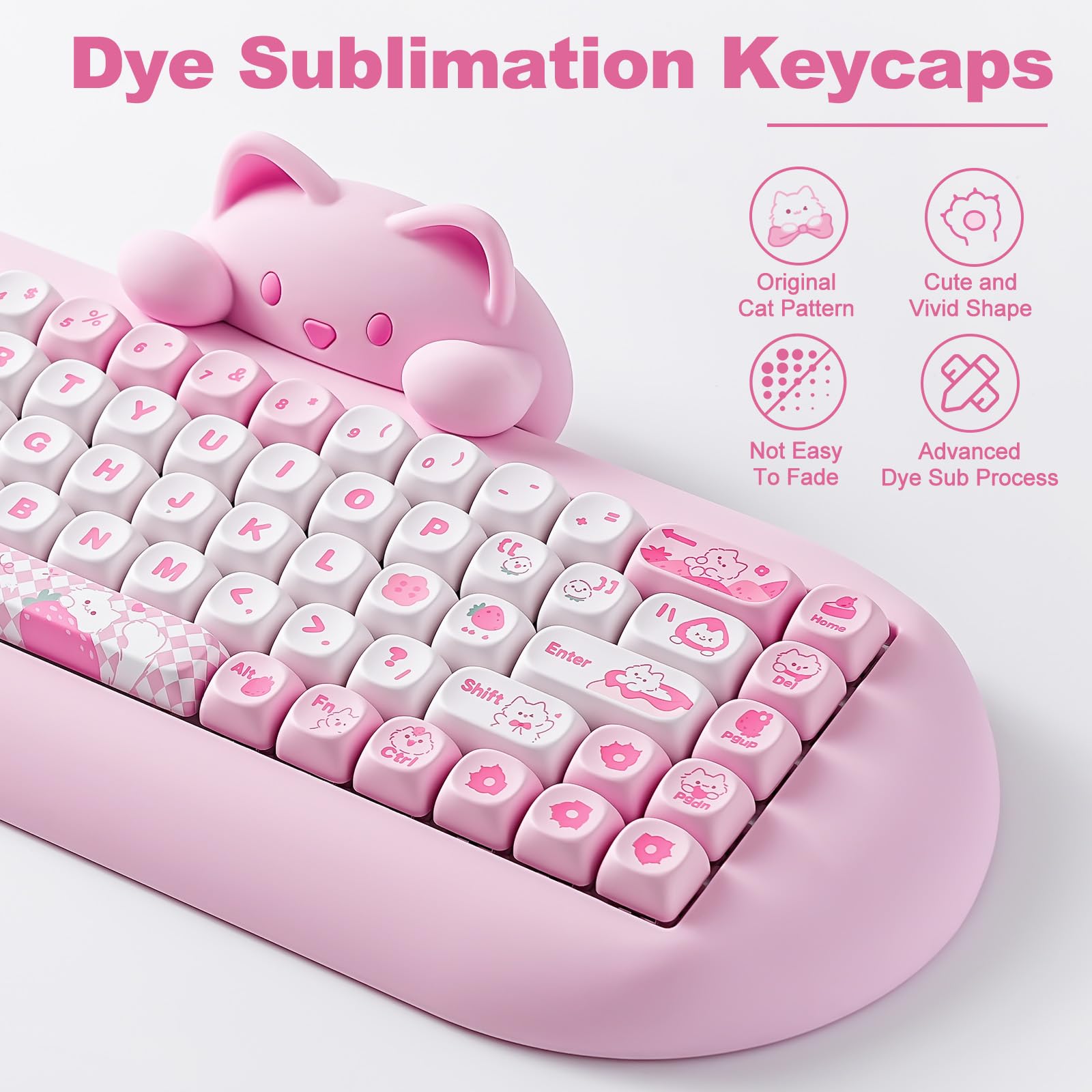 Amazon | YUNZII ピンクニャンニャン キーキャップセット 141キー