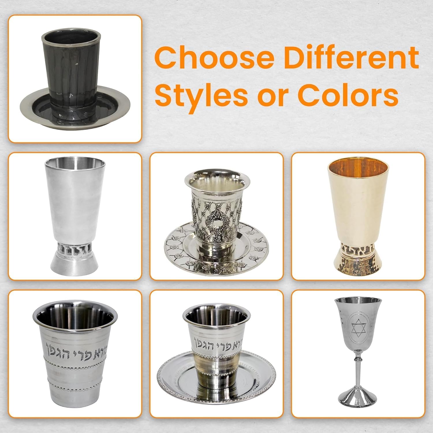 Majestic Giftware Kiddush Cup W/Saucer 5.5" H (KC11066-SL) – Annodized Silver Materials Wine Goblet Tray for Shabbat, Passover, and Holidays Ideal Gift for Jewish Celebrations and Holidays