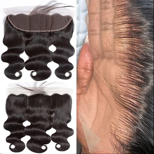 13x4 de oreja a oreja transparente HD cierre frontal de encaje frontal brasileño ondulado cabello humano frontal 150 densidad 100 cabello virgen