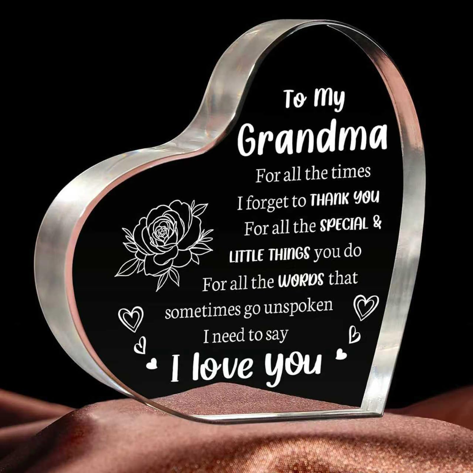 SUOXU Gifts for Grandma - Heart-Shaped Acrylic Plaque | Perfect Birthday Gifts,Thank You Gifts,Thanksgiving & Christmas Gifts10x10cm Home Desk Accessories Decor Sign