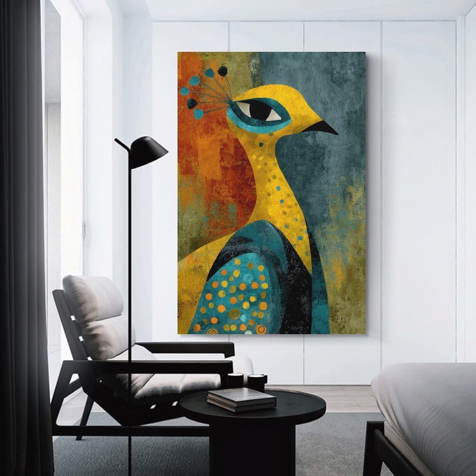 Junmoney Wall Picture Print Abstract Peacock Art, 20x30inch(50x75cm), for Wall Displays, Bedrooms Or Room Updates, Wall Decor Suited to Curated Displays