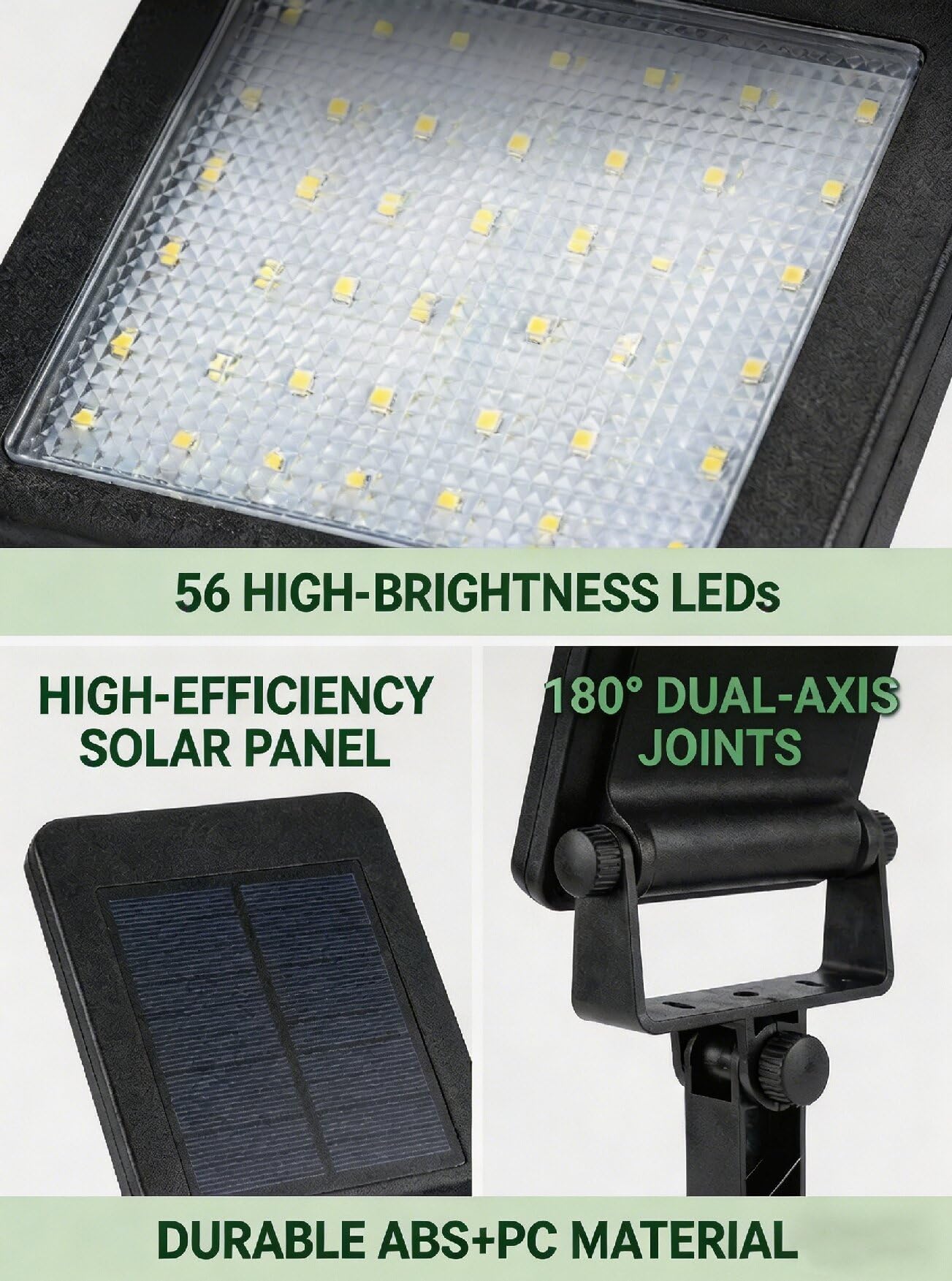 Aigostar Faretti LED da Esterno Solari 50W, 6500K Luce Solare Esterno con Sensore di Movimento PIR e 3 Modalità, IP65, Lampione Solare a LED da Parete per Giardino Terrazza Garage Vialetto, Pack da 4