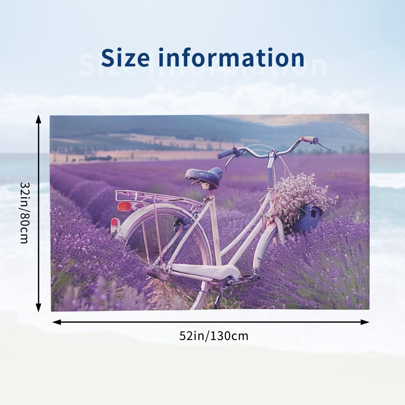 DCEHGEW Lavender Field Retro Bike Agriculture Printed Microfiber Bath Towels 52x32 Inch, Highly Absorbant Beach Towel Bath Sheets for Bathroom Travel Hotel Spa