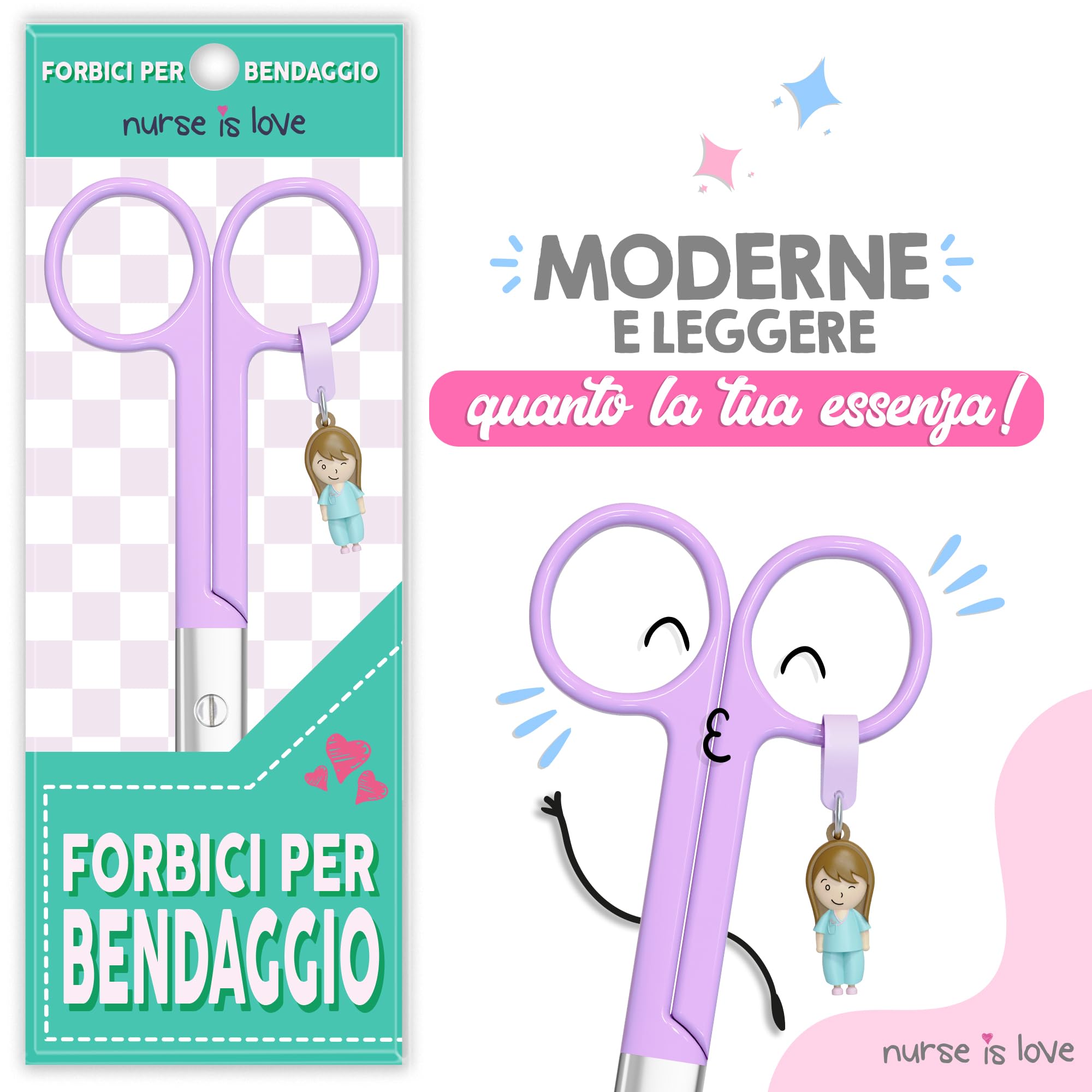 Forbici da infermiere smussate Lila - forbici mediche angolate per bendaggi