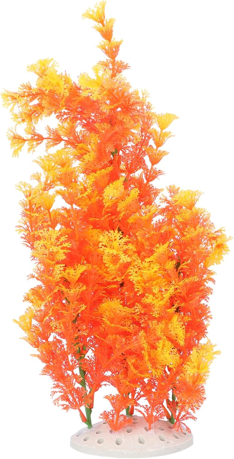 Housoutil 3 Pcs Aqua Landscaping Fade Artificial Aquarium Plants Sturdy Plastic Water Grass Fish Tank Decor Sturdy Stability Base