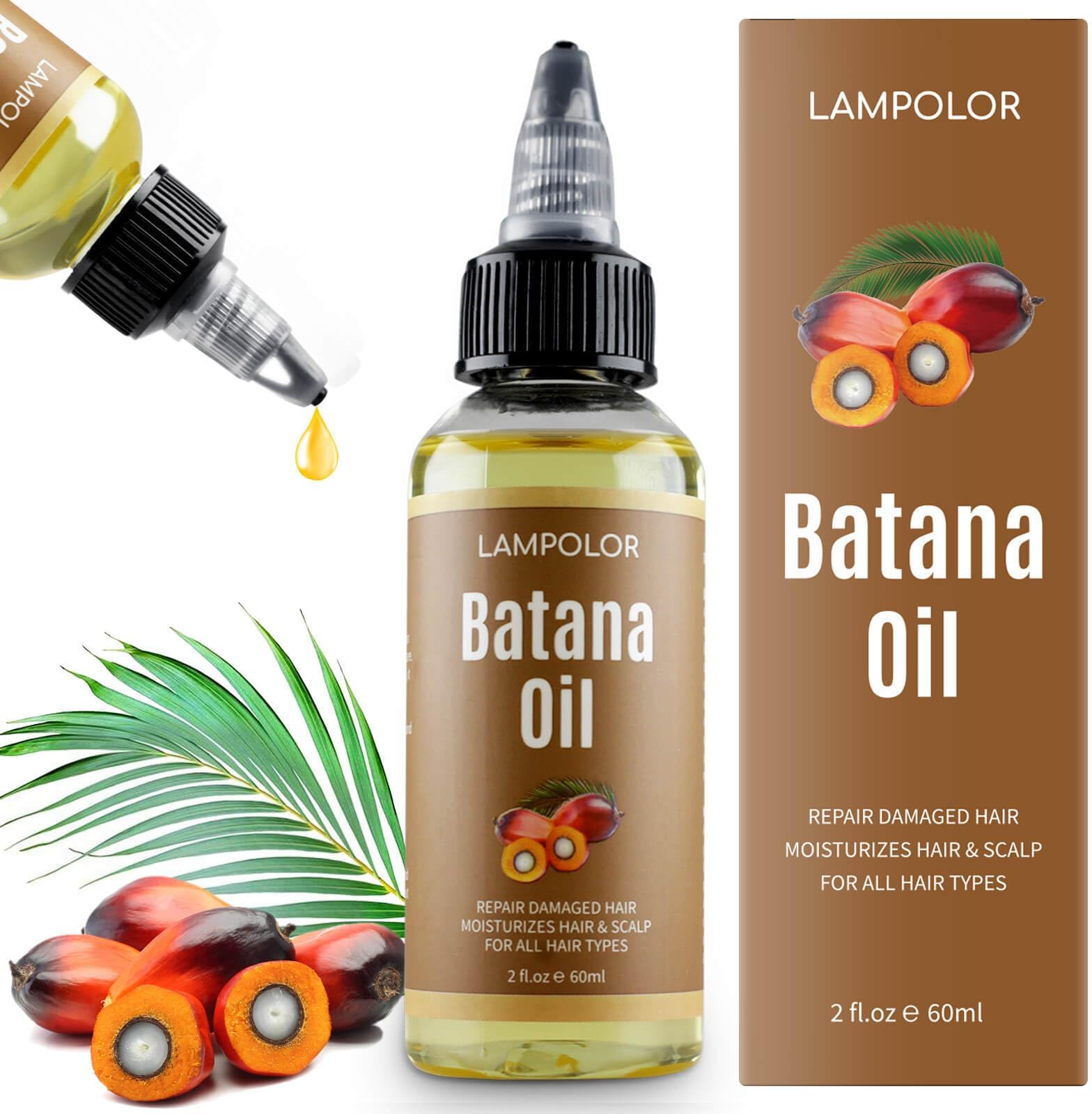 Raw Batana Oil For Hair Growth, Dr Sebi Organic Unrefined From Honduran, 100% Pure & Natural Growth Thicker Stronger - 2 Fl Oz 60Ml 1Pack