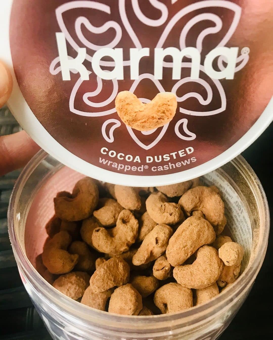 Cocoa Dusted Cashews with Skin by Karma Nuts, Whole, Sweet, Roasted, Vegan, Gluten Free, Low Net Carb, Natural, Everyday Nut Snack, 8oz Jar (Pack of 1) : Grocery & Gourmet Food