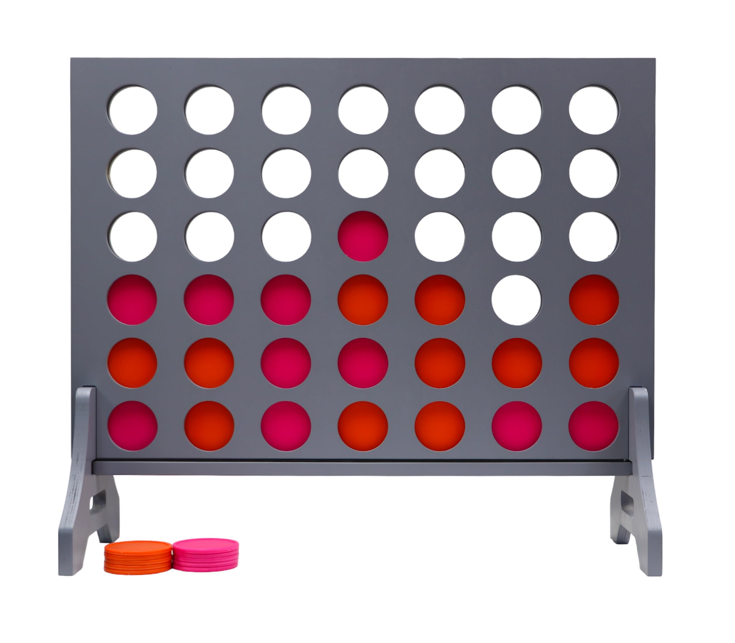 Giant 4 in a Row Game for Family &amp; Adults – Tailgating Pros Jumbo Grey Wooden Four in a Row Indoor &amp; Outdoor Yard Game for Family Party Fun, Portable Activities for Patio, Backyard, and Camping