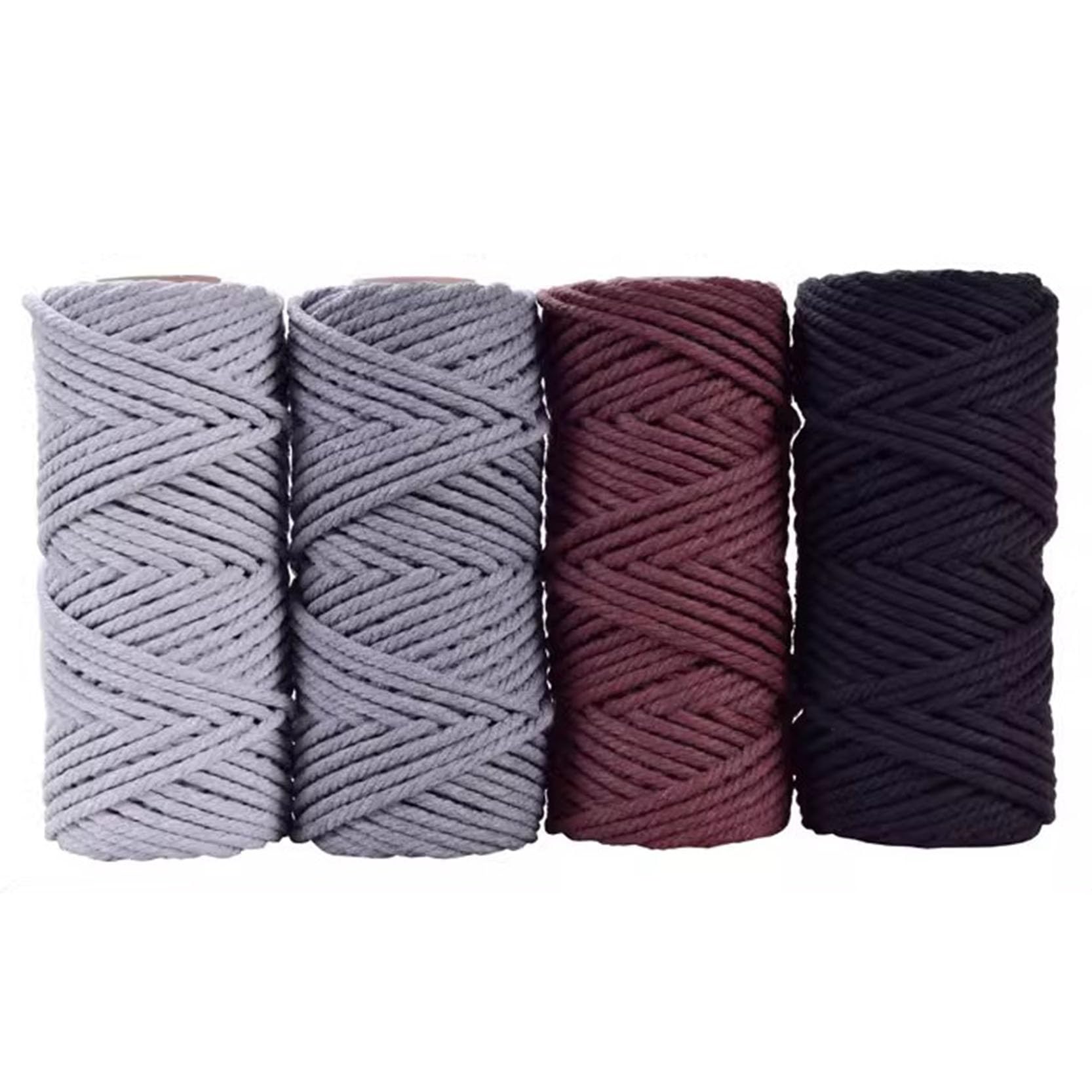 Macrame Yarn 3 mm x 60 m, 3 Piece Macrame Set for DIY Crafts, Macramé, Wall