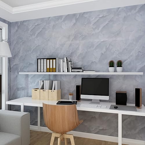 JSEVEM Papel tapiz de mármol blanco y gris extra ancho de 31 x 157 pulgadas, para despegar y pegar, papel de contacto de mármol blanco y gris
