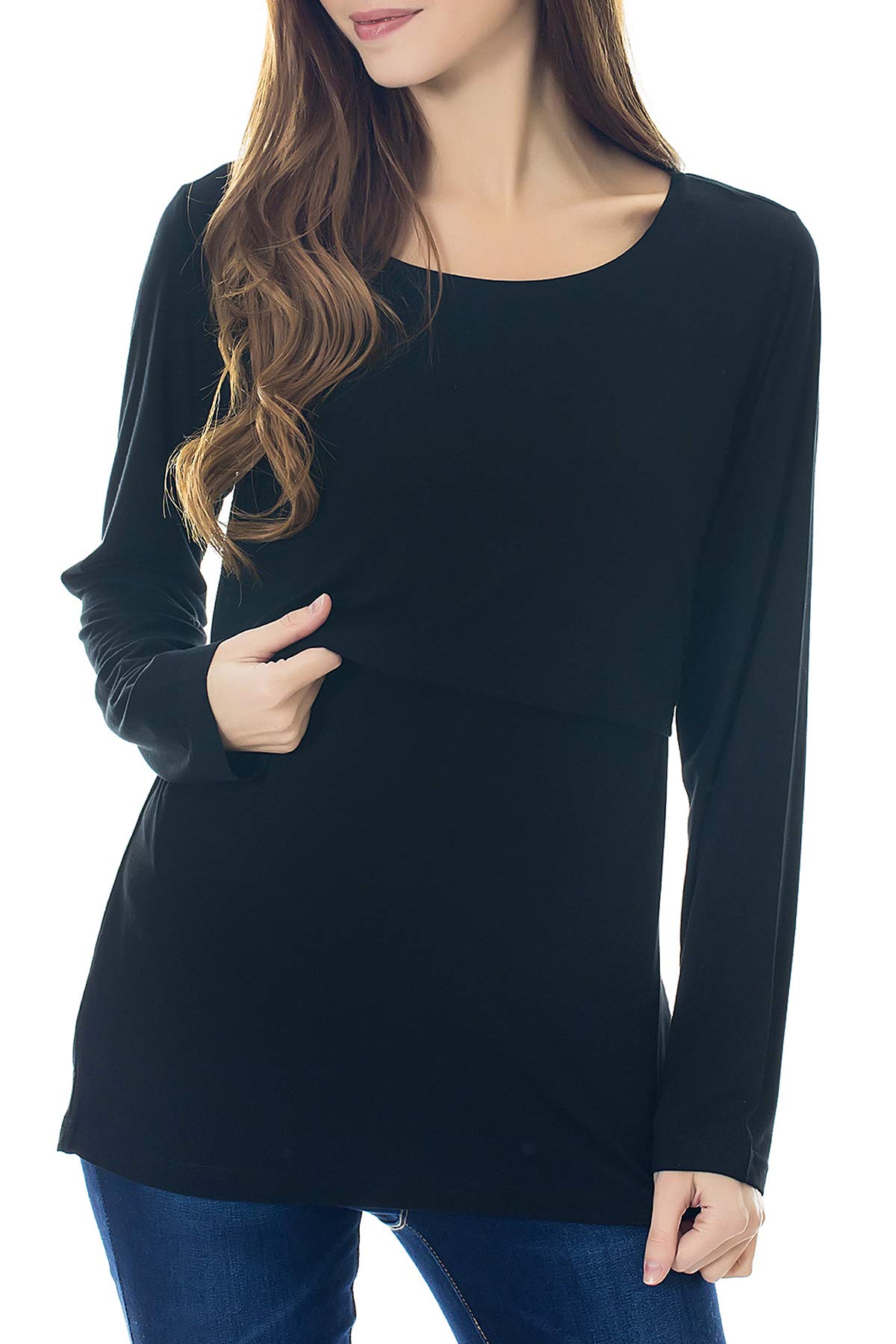Smallshow Women's Long Sleeve Breastfeeding Top Maternity Nursing T-Shirt Pregnancy Clothes — view 5