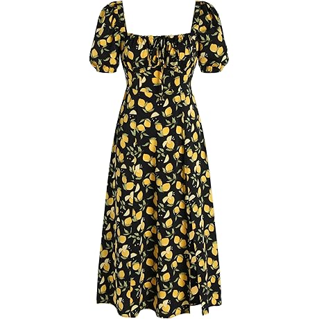 Summery Citrus Statement: Lemon Split Knotted Shirred Midi Dress