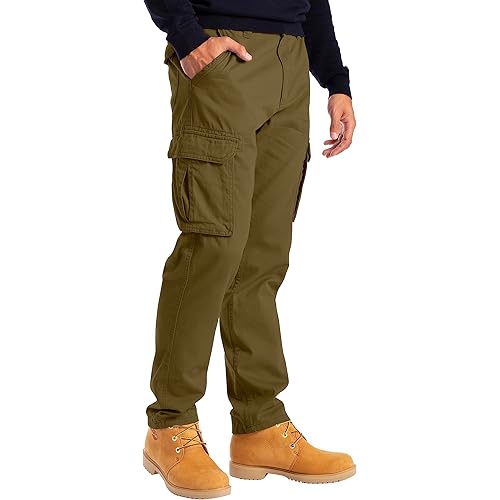 Alamo Men’s Slim Fit Cargo Pants - 100% Cotton Heavy Duty Cargo Work Pants for Men