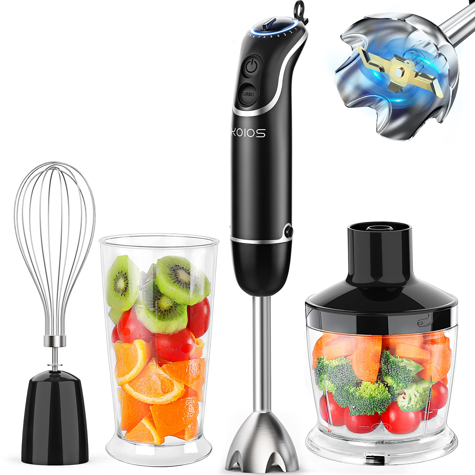 KOIOS Immersion Blender Handheld, 4 in 1 Electric Stick Hand Blender