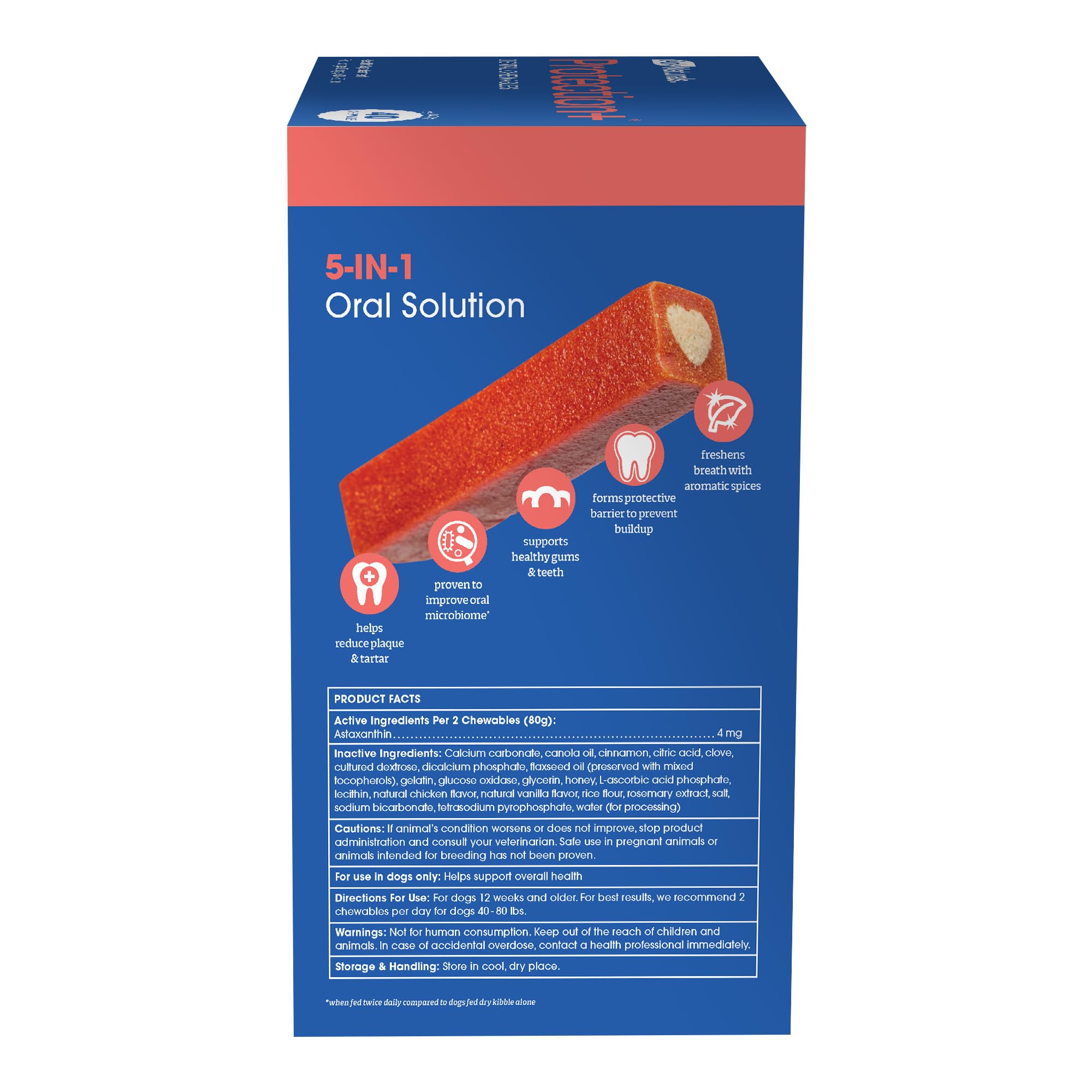 Ark Naturals Protection+ Pasta de dientes sin escobillas, masticables dentales para perros para razas grandes, evita la placa y el sarro, refresca el aliento, 54 onzas, 1 paquete, rojo, 54 onzas